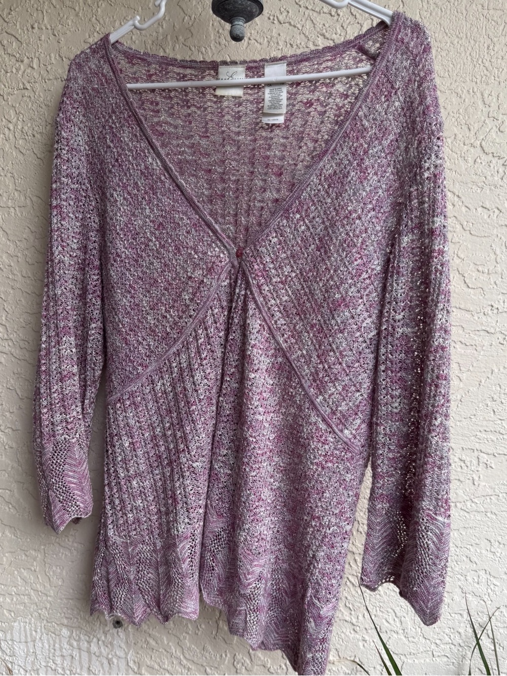 Y2K Babydoll Flyaway Fairy Cardigan Flare Sleeves Pink V-Neck Knit XL